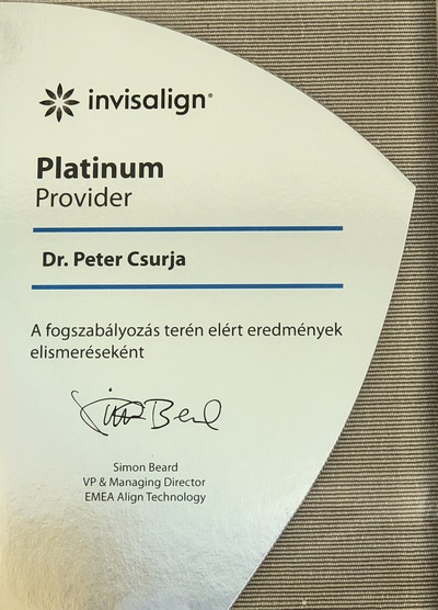 2015 Invisalign Platinum Provider - Dr. Peter CSURJA